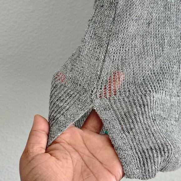 Eileen Fisher XL Gray Open Knit Button Front Cardigan 3/4 Sleeve Linen Blend NEW - Picture 6 of 10